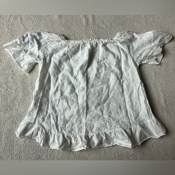 TERZO MILLENNIO WHITE OFF THE SHOULDER LINEN BLOUSE SIZE LARGE SUSTAINABLE - Picture 2 of 9